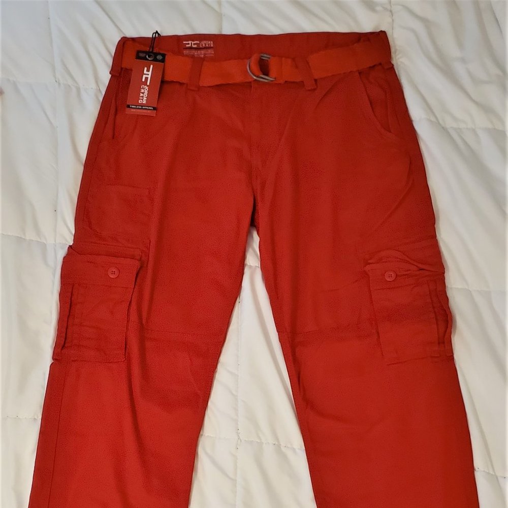 Jordan Craig Men's 1989 Cargo Pants w/Belt, 38x32, Fire Red! (Brand NEW w/Tags)
